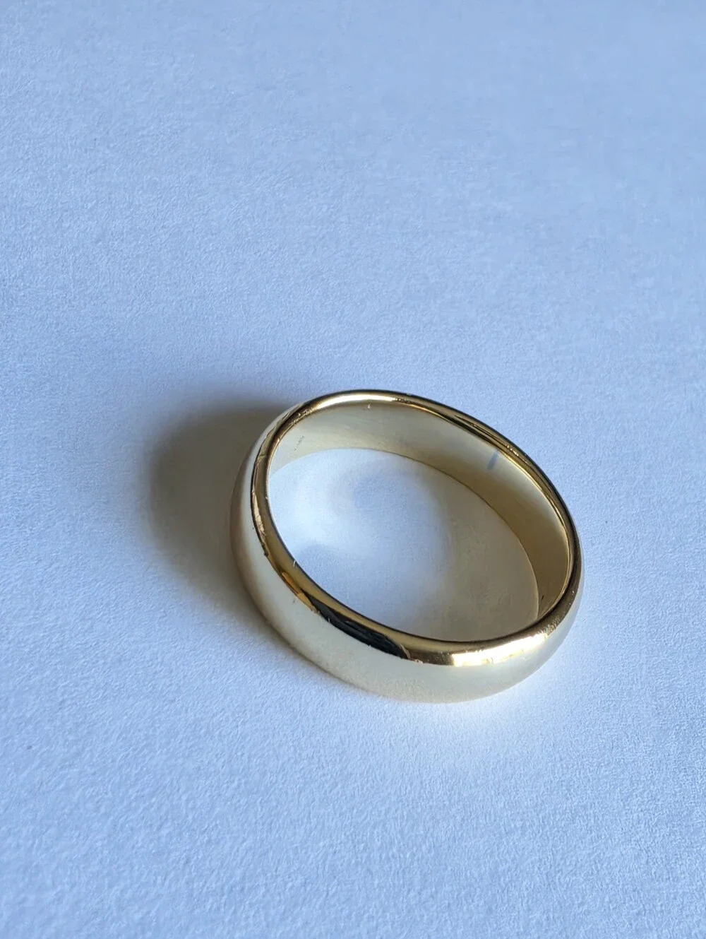 Gold Plated Wide Band Ring Size 11 Smooth Polished Minimalist Statement Jewelry